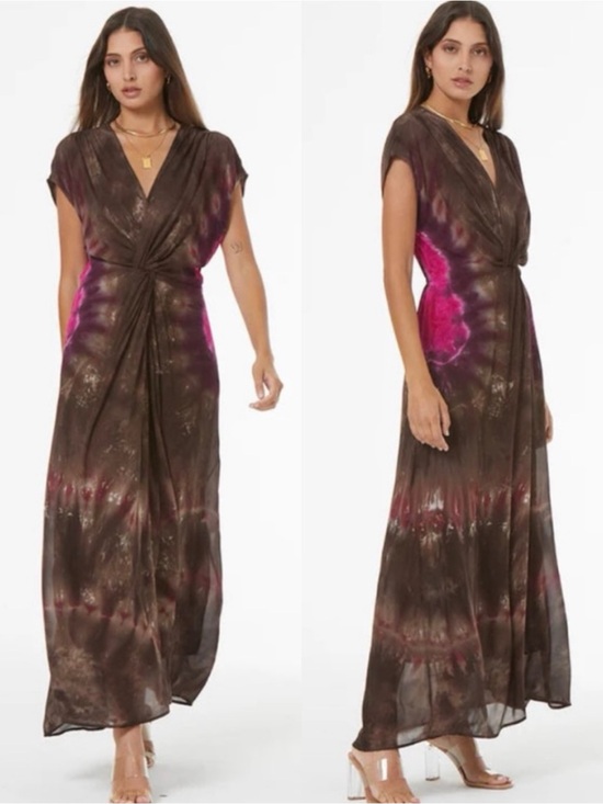 Young Fabulous & Broke Dresses & Skirts - Young, Fabulous & Broke Helena Solar Flare Brown Tie Dye Maxi Dress